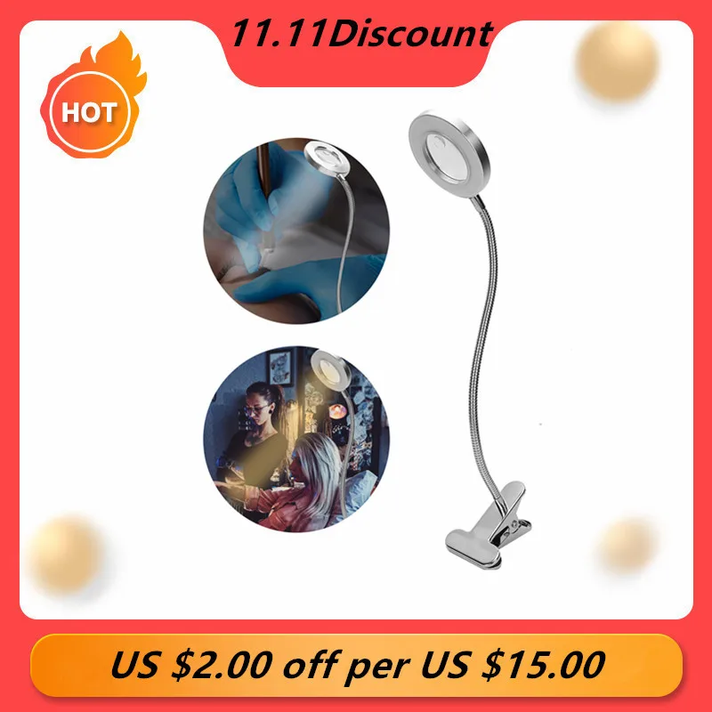 Светодиодный светильник с зажимом для пластырей источник питания USB серебристый