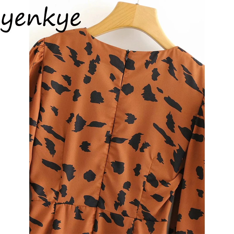 Сексуальное женское винтажное леопардовое драпированное платье с завязками