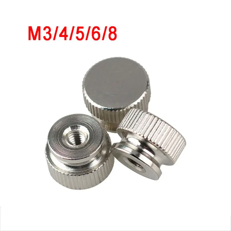 

M3/4/5/6/8 Ni-plated Steel Knurled Thumb Nuts Through Hole/Blind Hole Hand Grip Knobs Step Nut