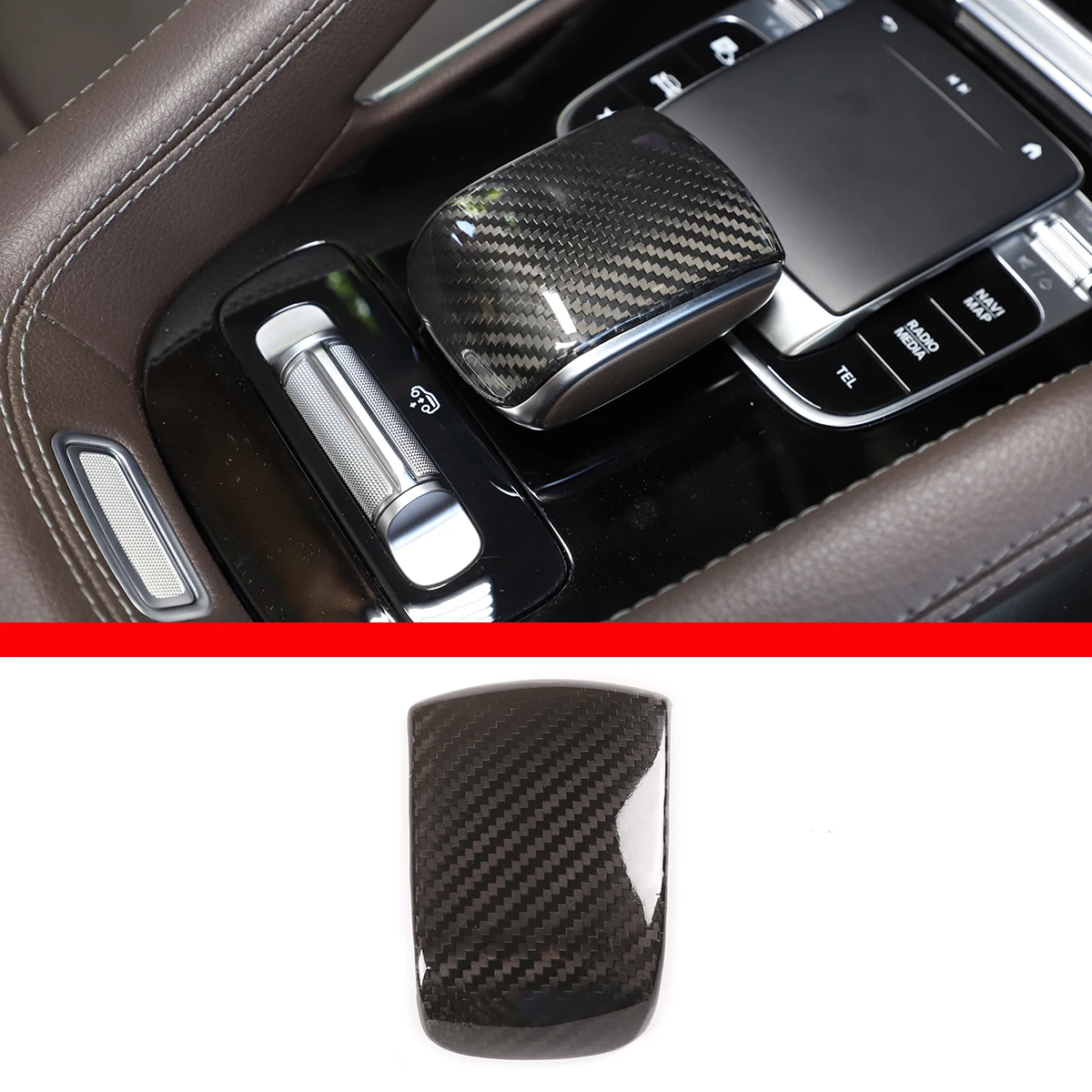 

For Mercedes-Benz B-Class GLA GLB GLE 20-21Real Carbon Fiber Central Control Armrest Headgear Interior Modification Accessories