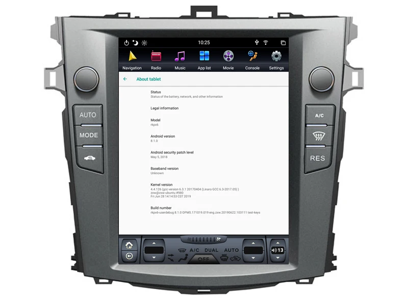 Умный автомобильный Android вертикальный экран для Toyota COROLLA 1024*768 с высоким
