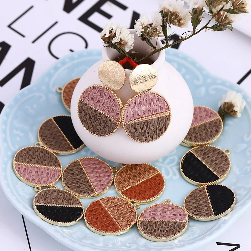 

New style 30pcs/lot color pu core geometry rounds shape alloy floating locket charms diy jewelry earring/garment accessory