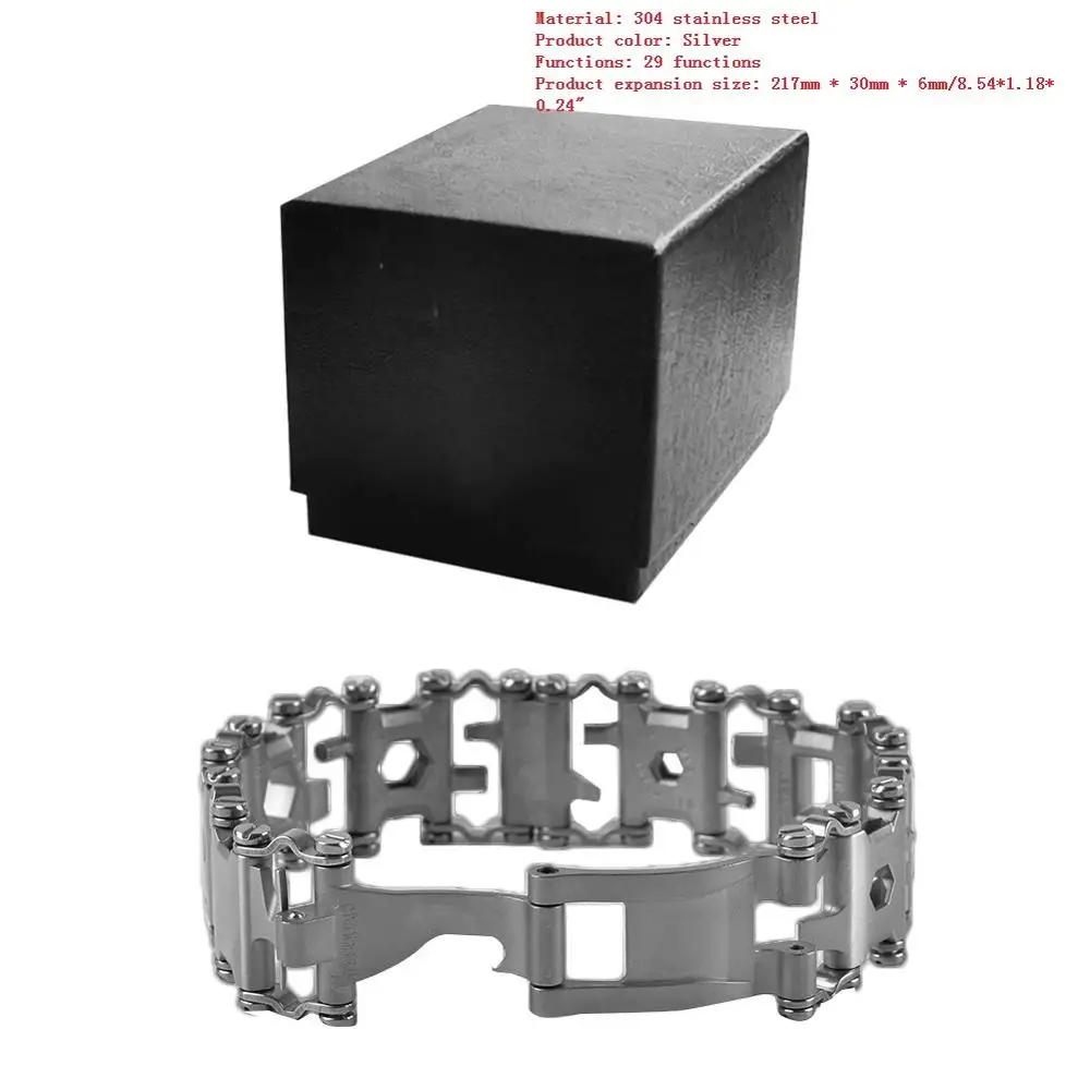 

29 in 1 Multi Tool Bracelet Tread Bracelet Multifunction Tool Outdoor Bolt Driver Kits Travel Wearable Bike Multitool