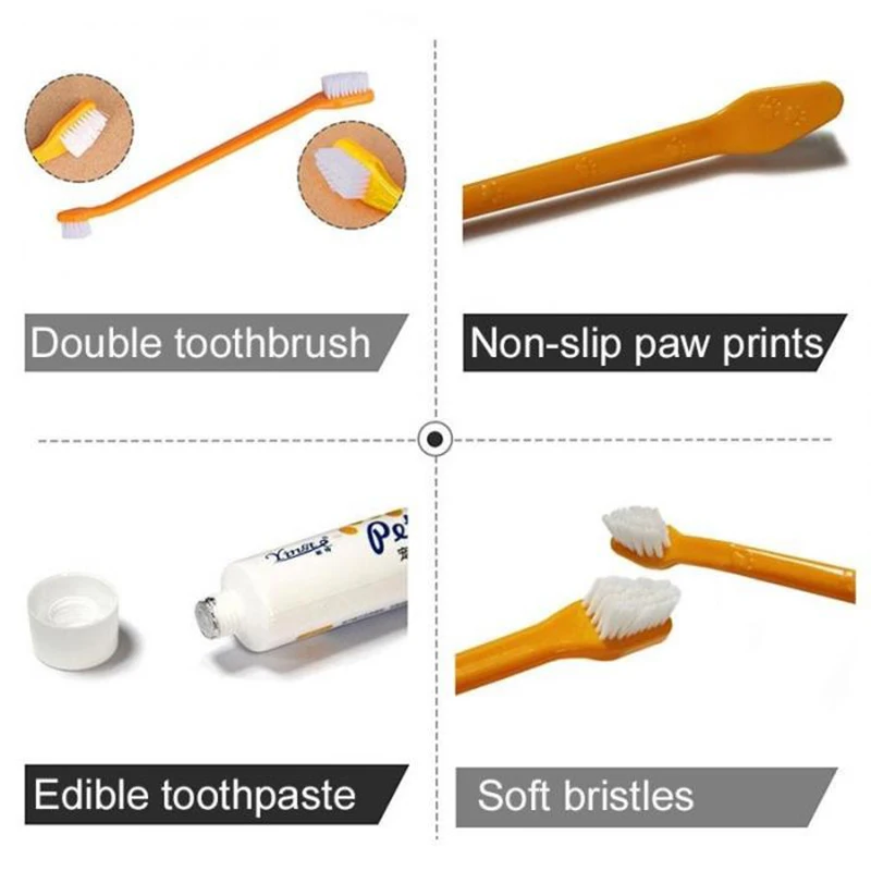 

Pet toothbrush Set Healthy Edible Toothpaste Dog Cats Mouth Oral Teeth Cleaning Care Supplies Vanilla Beef Taste Pet Accessories