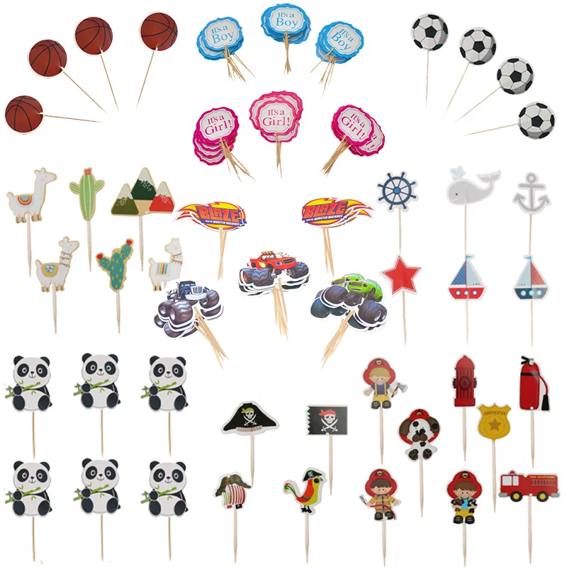 24 шт. Мультяшные украшения торта Баскетбол Футбол панда пират малыш босс