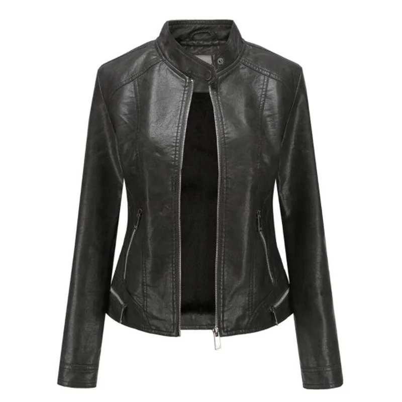 Washed leathers jacket women's velvet clothing sanded and worn new autumn 	 куртка оверсайз женская winter casacas para mujer
