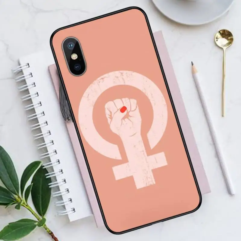 

pink Feminist fist Logo Phone Cases for iPhone 11 12 mini pro XS MAX 8 7 6 6S Plus X 5S SE 2020 XR