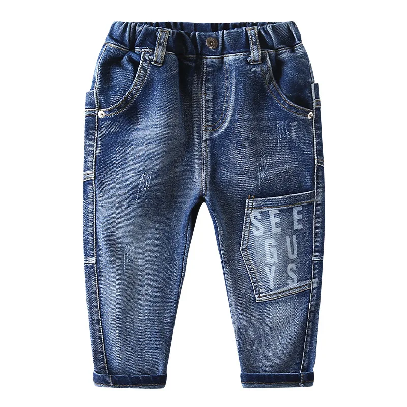 Джинсовые брюки для мальчиков и девочек модные ковбойские штаны с надписью
