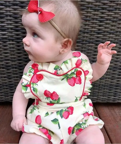 Детский комбинезон одежда для девочек Летний с принтом клубники | Мать и ребенок