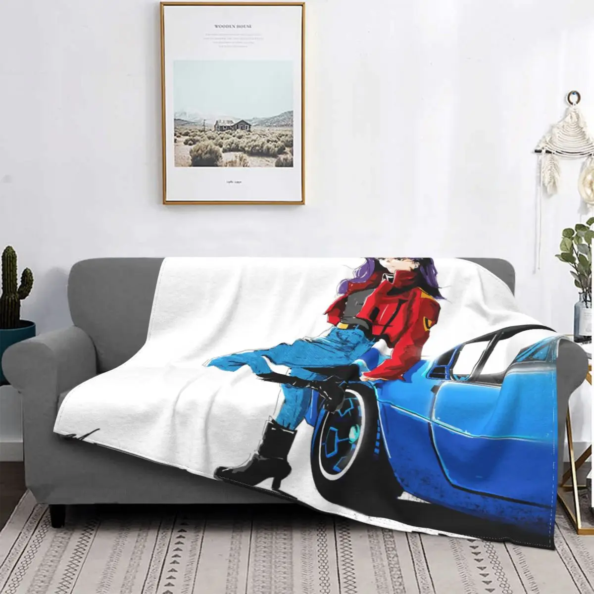 

Misato Katsuragi-colcha a cuadros para cama, manta de felpa de Anime para verano, manta de picnic, ropa de cama y fundas, 2110