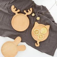 cartoon wooden storage trays dishes plates kids candy snacks fruit dessert snack dish tray wooden plate baby tableware