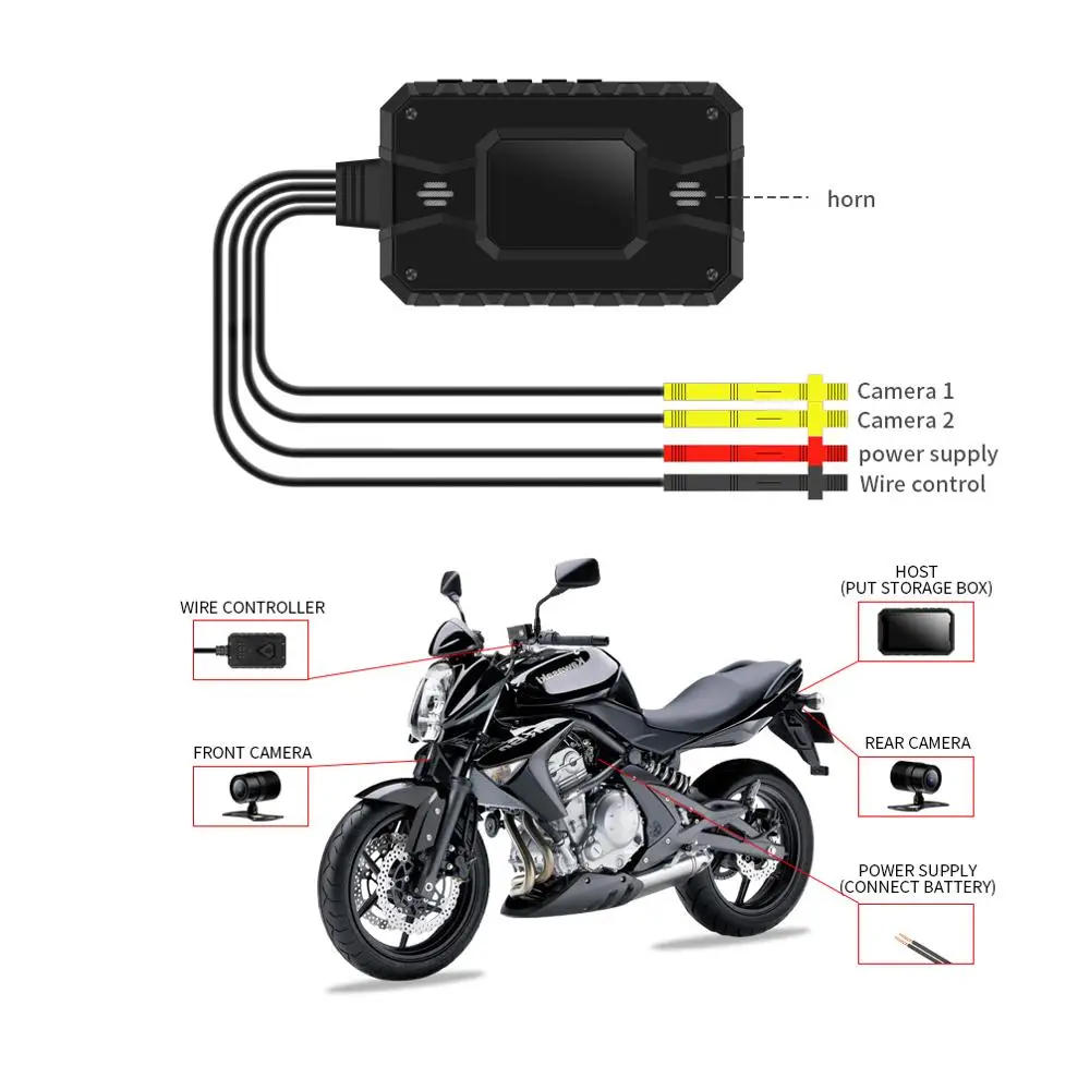128G Hand Control Photo FHD 1080 30f 300W Camera USB Motorcycle DVR Front Rear Dual Driving Video Recorder Dash Cam Moto Bike HD |