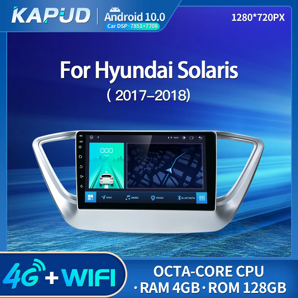

Автомобильный аудиоплеер Kapud, Android 10,0, стерео, мультимедиа, для Hyundai Solaris, Verna 2017-2018, Радио BT, 9 дюймов, GPS, Wi-Fi, Восьмиядерный