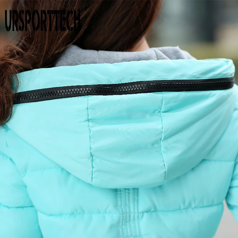 URSPORTTECH Winter Jacket Women Hooded Long Parka Warm Slim Winter Coat Woman Puffer Jacket Oversized Padded Outwear Coat Women