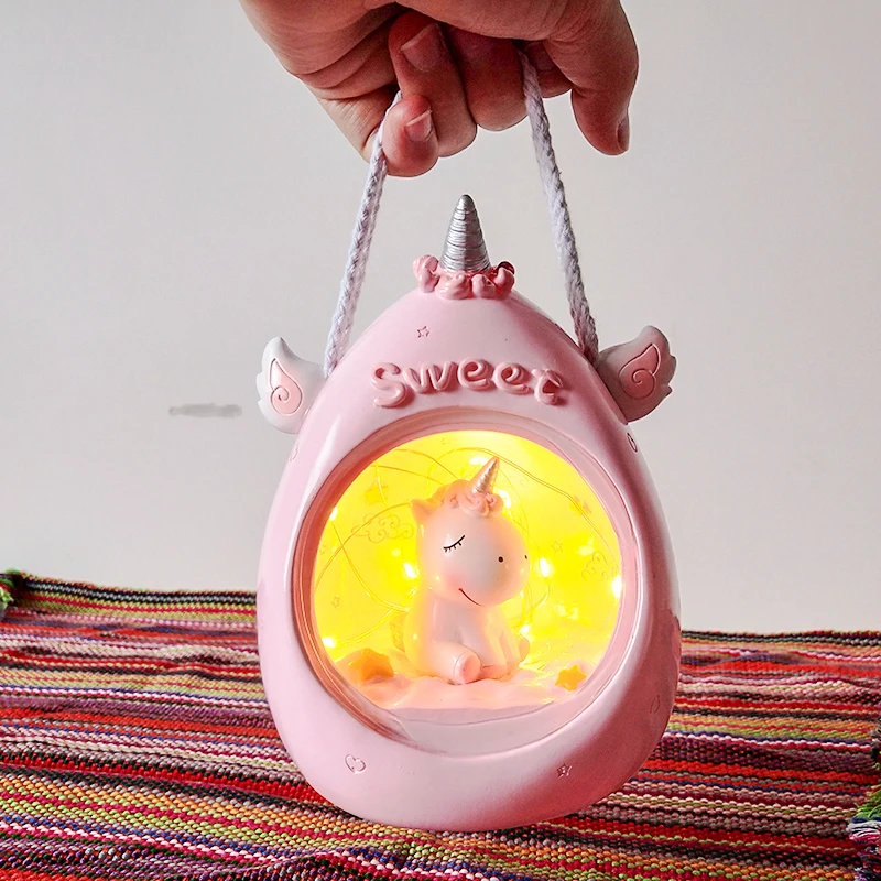 Светодиодный ночник с мультяшным единорогом светильник luminaria детские лампы