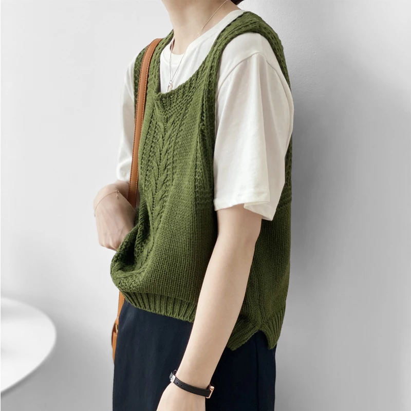 GOPLUS вязаная жилетка Женские топы с геометрическим принтом вязаные жилеты без