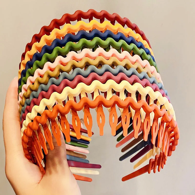 Ободок для волос женский матовый цветной обруч с крупной расческой толстый милый