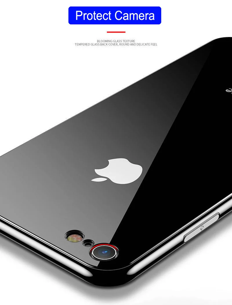 Роскошный металлизированный зеркальный чехол из закаленного стекла для iPhone 7 11 Pro Max X XR XS 6s 8 Xs Max черный глянцевый чехол Etui