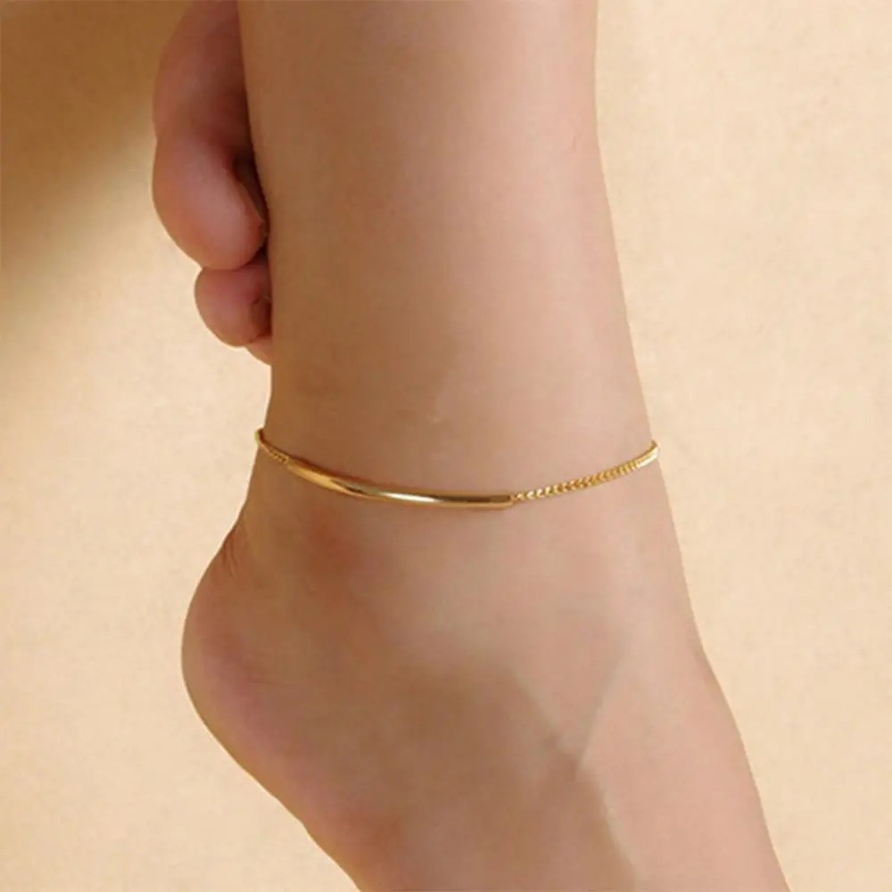 

Women Golden Tone Elbow Pipe Chain Anklet Bracelet Barefoot Sandal Foot Jewelry Bracelets on Hand Couple Bracelets for Women Hot