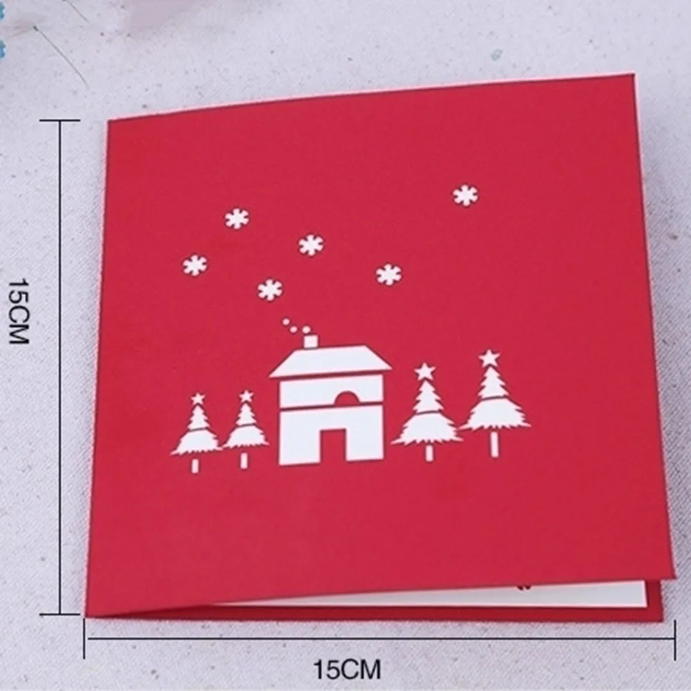 Deer And House Christmas Card Creative 3D Handmade Greeting Cards Gift For Friends/Children/Lovers |