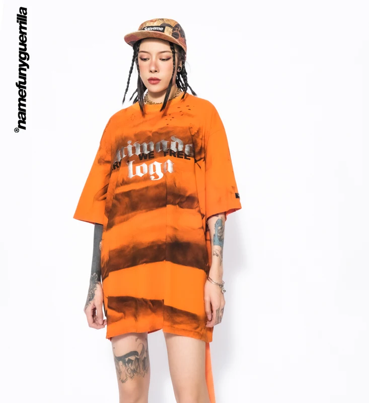 

Namefunyguerrilla HIP HOP graphic t shirts damaged oversized t shirt new arrival 2021 goth clothes summer woman tshirts LSD52