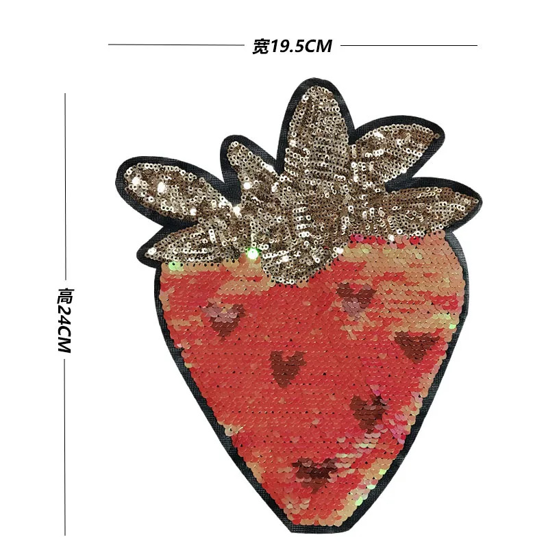 2019 милый клубничный блесток узор большой патч для свитера Трикотаж Пальто с