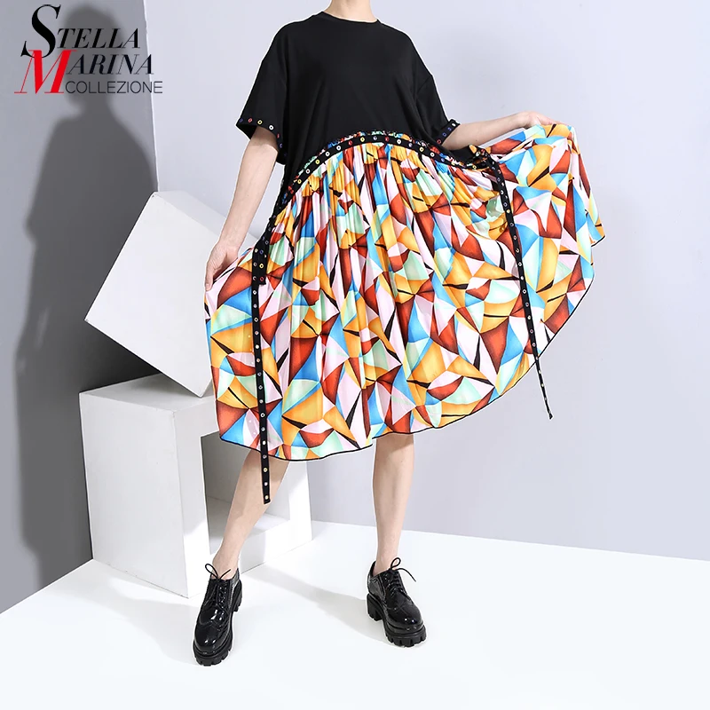 Новый 2020 Летний стиль женские большие размеры модное платье с лентой прямые