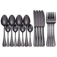 Fork Spoon Knife Gold Dinnerware Set 16 Pcs Black Tableware Stainless Steel Cutlery Set Forks Knives Spoons Kitchen Dinner Set