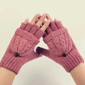 Трикотажные женские перчатки без пальцев, из пеньковой ткани