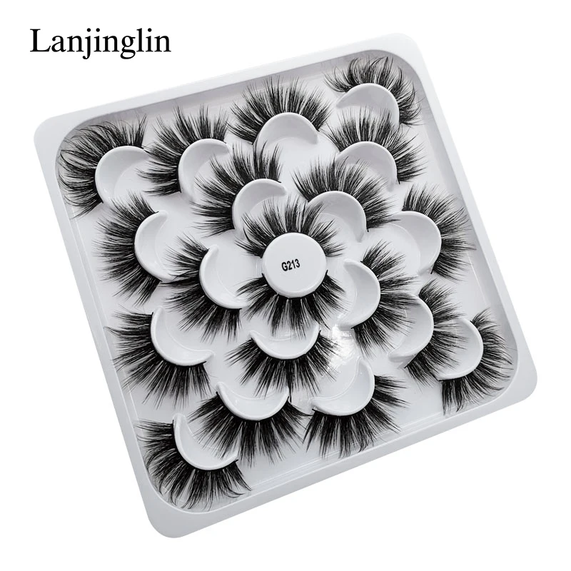 LANJINGLIN 5/7/10 пар в комплекте; искусственный мех 3D норковые ресницы натуральных длинных накладных ресниц объем высокое качество накладные ресницы расширения ресницы «maquiagem»