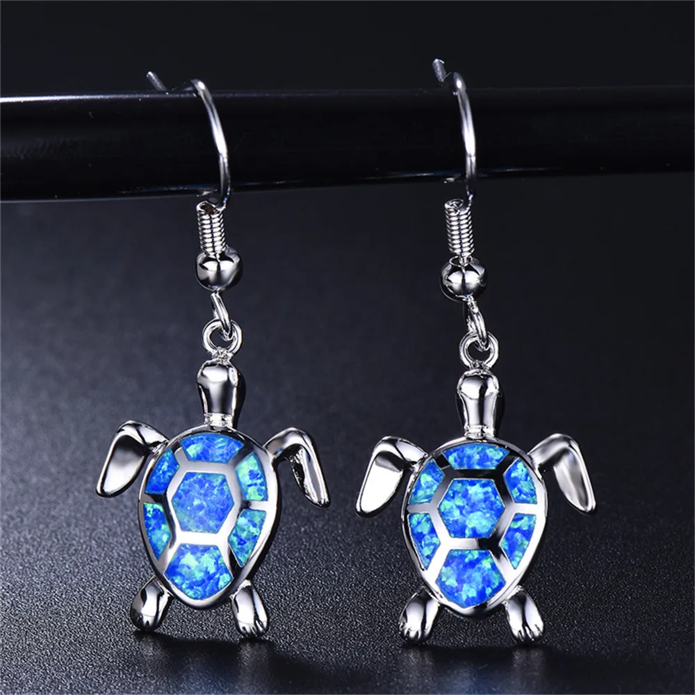 

2023 Cute Turtle Pendant Earrings For Women Accessories Statement Wedding Jewelry Gift Fashion Imitation Opal Animal Earring