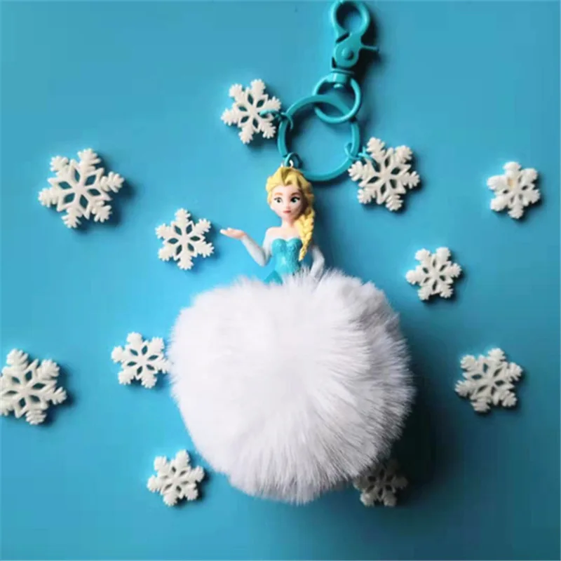 

Disney Frozen Key Chain Queen Aisa's New Hairball Pendant Keychain Snow Cartoon Princess Presents Around Animation Keyring