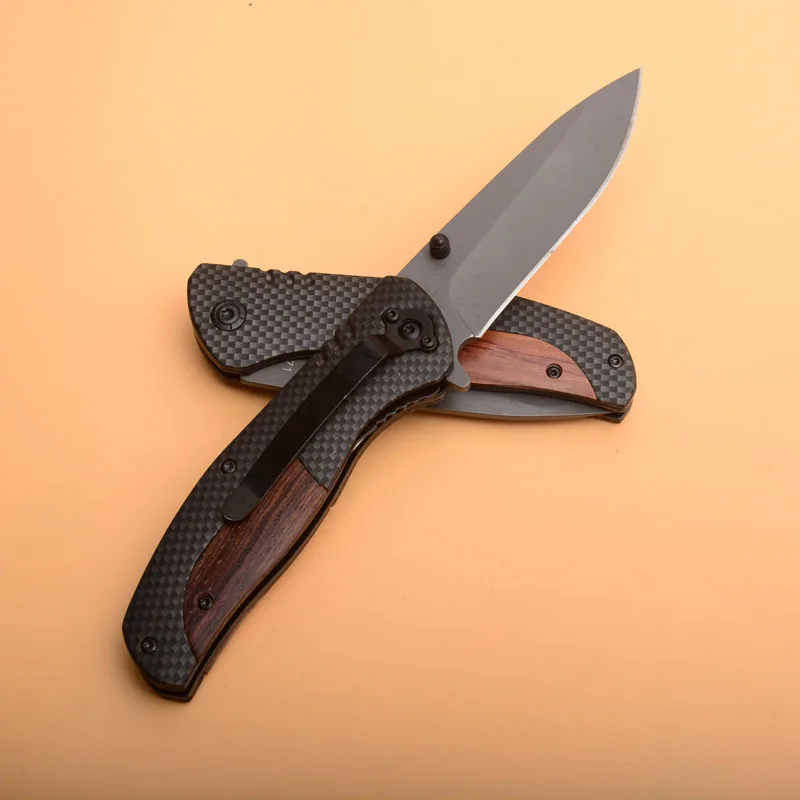 New Arrival wood+carbon fiber Handle 440C Blade folding Pocket Camping outdoor Knife survival Tactical Utility knives EDC Tools |