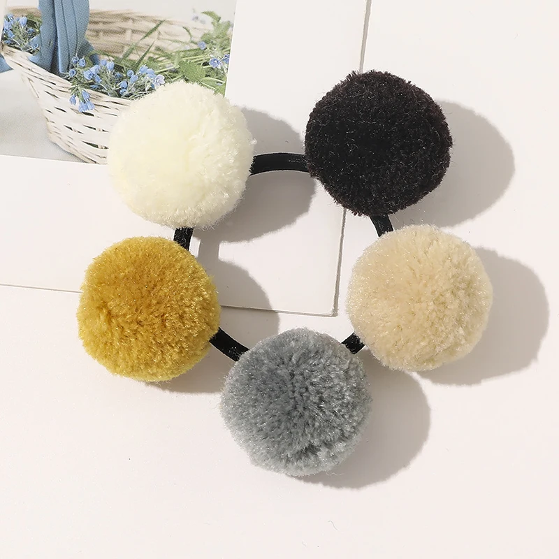 

1 Pcs Fur Ball Elastic air ties Girls' Ponytail Holder Kids Rope Hair Band bows Hair Accessories with Lovely Girl