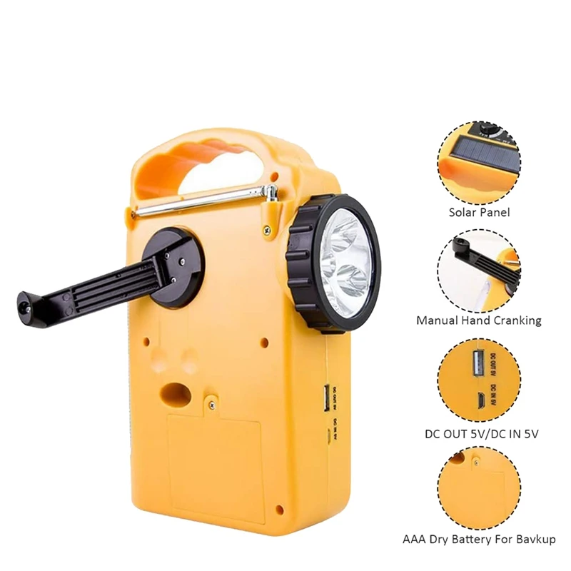 Фонарик на солнечной батарее радио светодиодный фонарь для кемпинга с AM/FM и