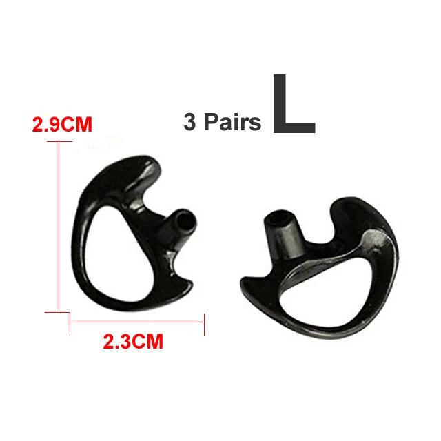 Black Large 6 шт.(3 пары) силиконовые формы для ушей в форме уха Двусторонняя радиоакустическая трубка портативная рация с наушниками аксессуары - Цвет: Black Large