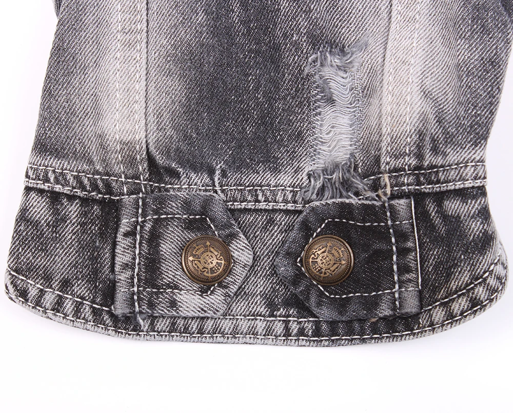 Джинсовая куртка с дырками для маленьких домашних животных собак кошек черная