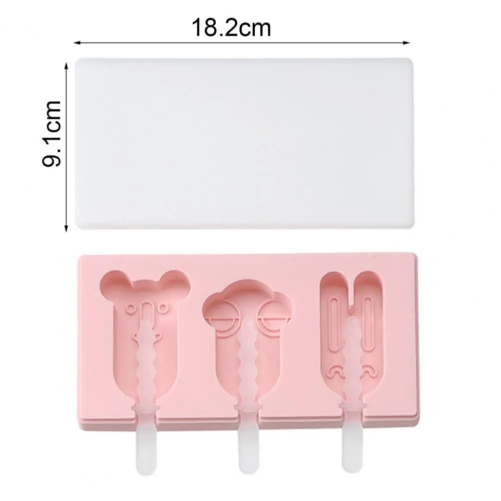 

Cartoon ice cream mold non-stick easy to clean silicone ice maker ice cream box DIY tray ice maker with lid and stick