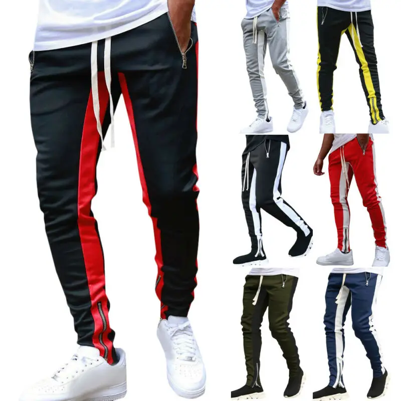 

Men Track Pants Skinny Casual Sports Jogging Bottoms Joggers Gym Slim Trousers