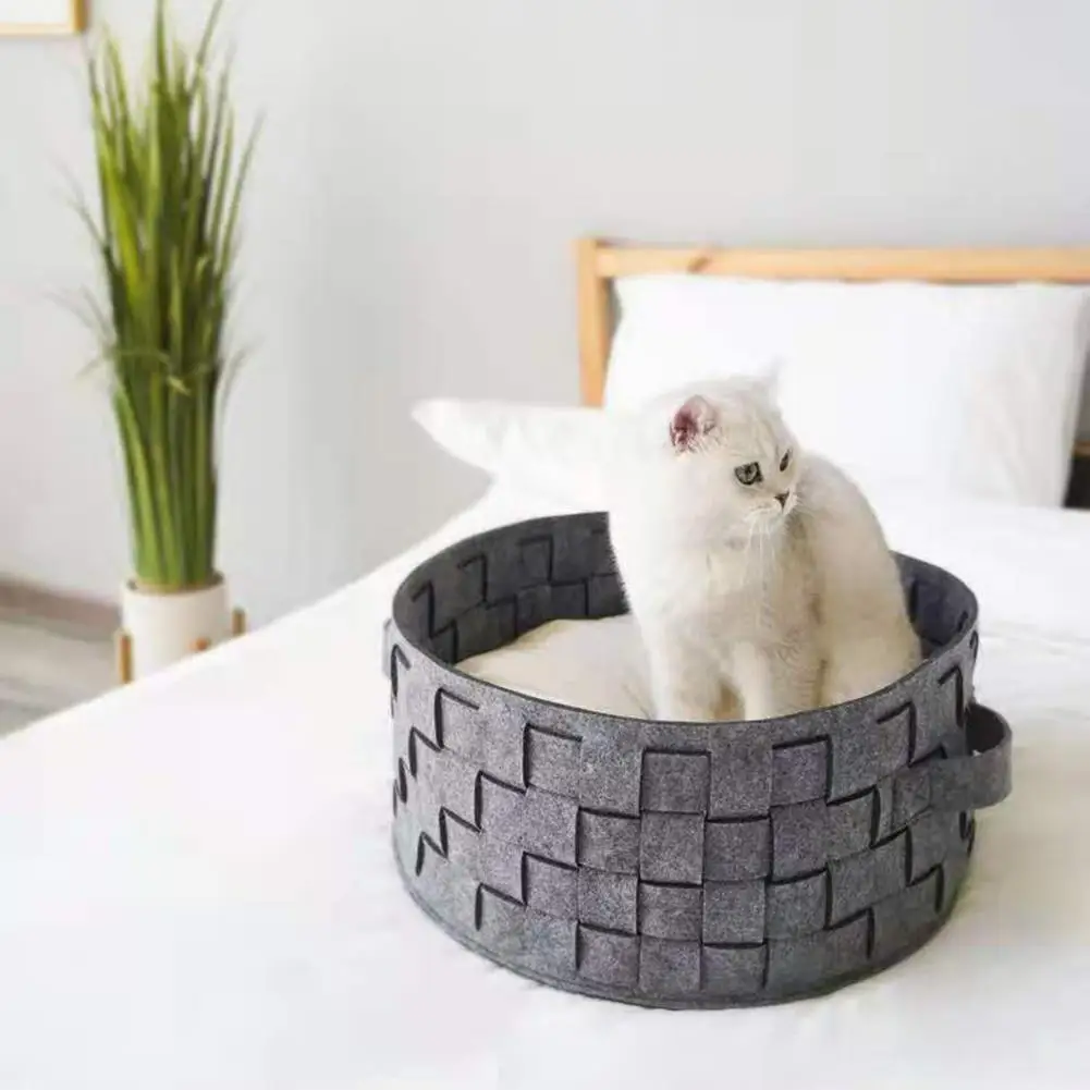 

Cat Sleep Comfort Cats Bed Little Mat Basket For Cat's House Products Pets Beds Felt Cat Cushion Sleeping Beds Nest Pet Supplies