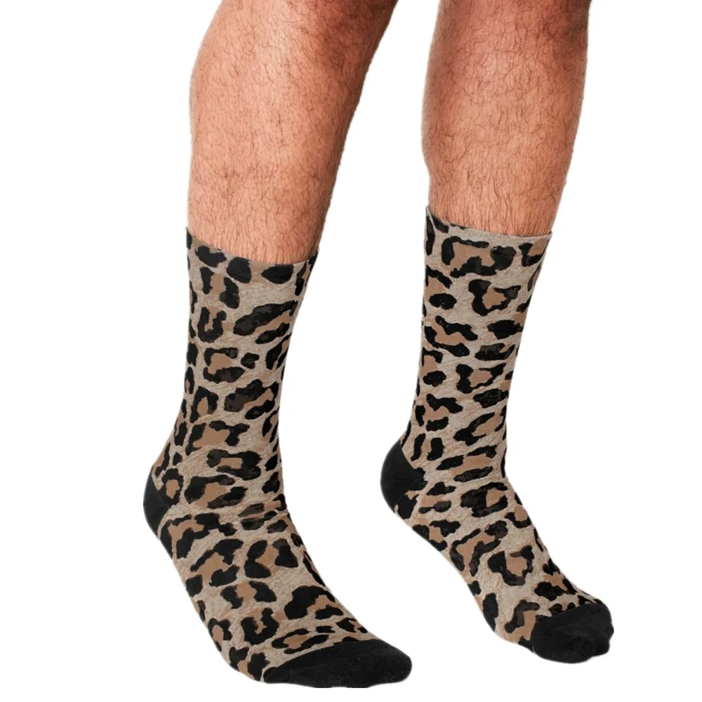 2021 Men Socks harajuku cheetah leopard print Socks Printed trend Happy hip hop Novelty Skateboard Crew Casual Crazy Socks