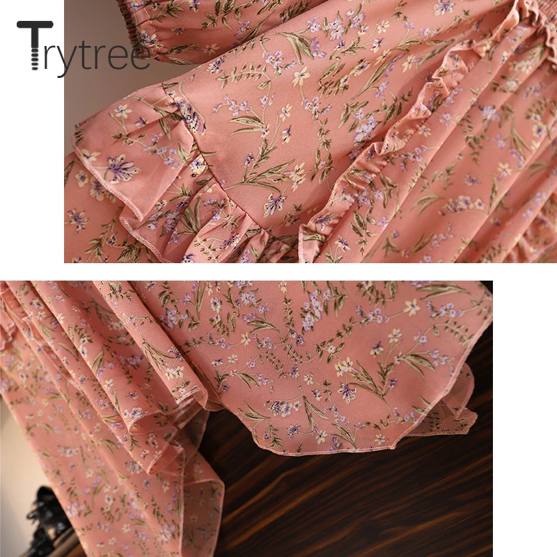 Весеннее женское платье Trytree повседневное ТРАПЕЦИЕВИДНОЕ ПЛАТЬЕ С V образным