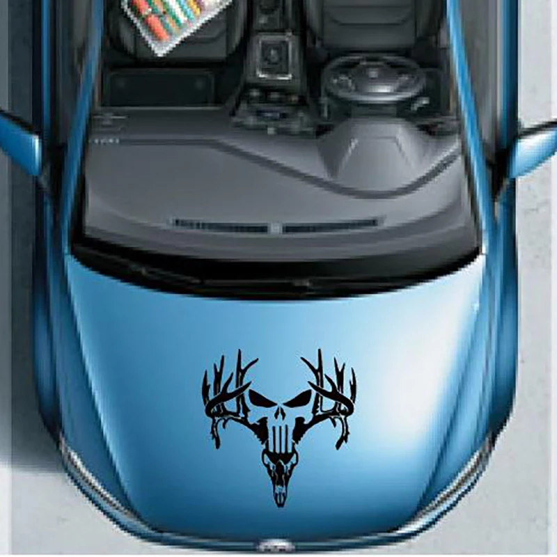 

car decals 1 Pcs deer skull vinyl graphics decals car sticker for pickup window tail gate funny stickers