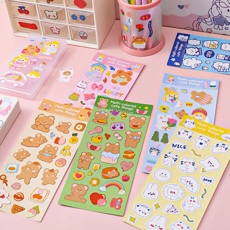 

Мультяшная красочная милая наклейка, милая ручная учетная запись, «сделай сам», маленькая наклейка, маленькая, свежая, самоклеящаяся, канце...
