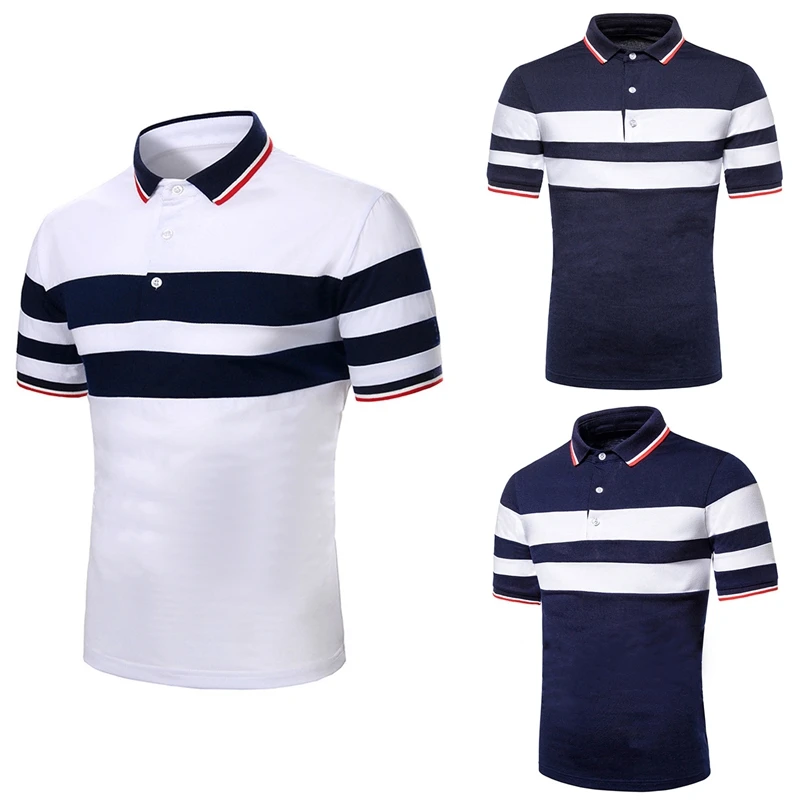 

Мужская футболка с коротким рукавом, модная двухцветная простроченная повседневная мужская рубашка с коротким рукавом