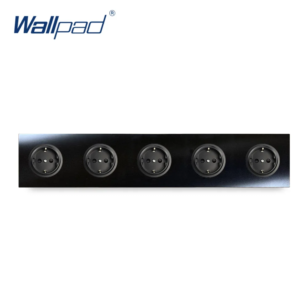 5 EU 2 Pin немецкая розетка Wallpad Роскошная алюминиевая металлическая панель