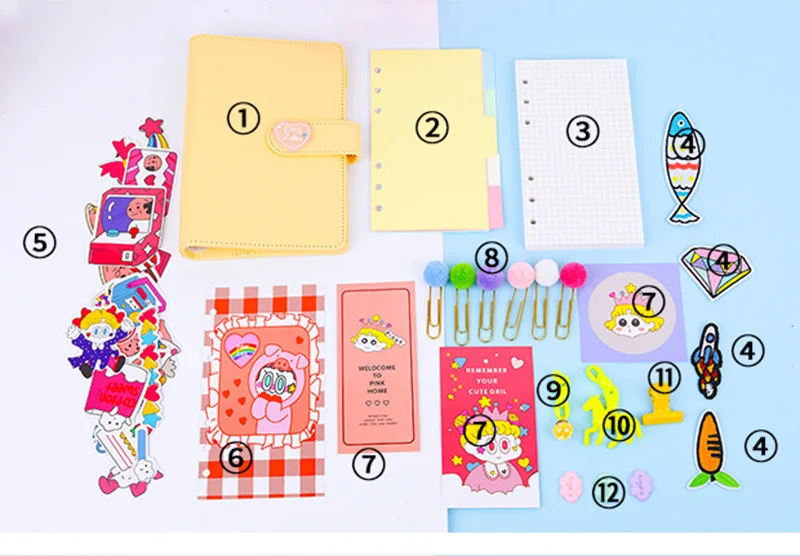 Корейский Блокнот Binder Bullet Journal Set A6 спиральный органайзер для планирования мероприятий сетка записная книжка DIY девушка план путешествия 6 кольцо руководство
