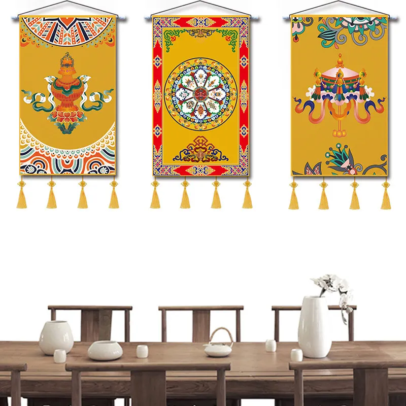 

Chinese Style Tapestry Art Bedroom Colorful Ethnic Tapestry Wall Hanging Tassel Retro Decoration Murale Chambre Wall Decor DA60G