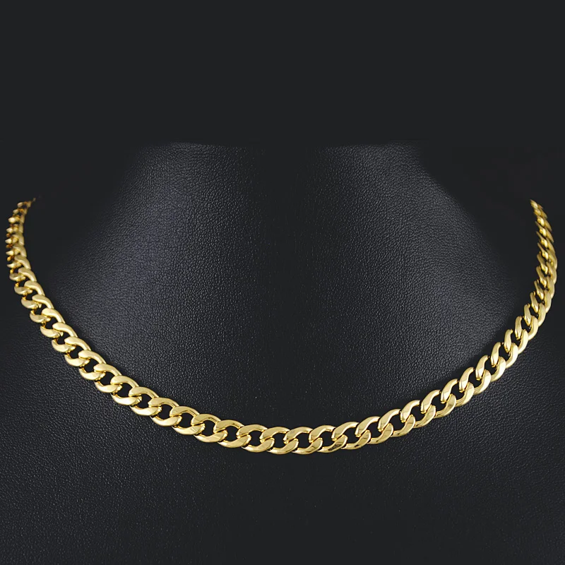 

AMUMIU New Fashion Stainless Steel Necklace Bracelet Set Gold Color Chain Link Jewelry Best Friend Party Gift HJS149