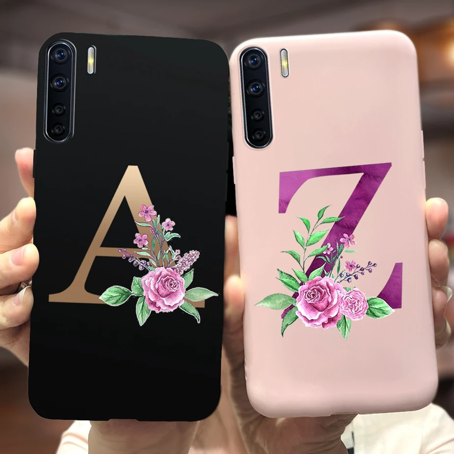 Чехол-накладка для Oppo F15 Reno3 из мягкого силикона с милыми буквами A91 A 91 OppoF15 Reno 3 |